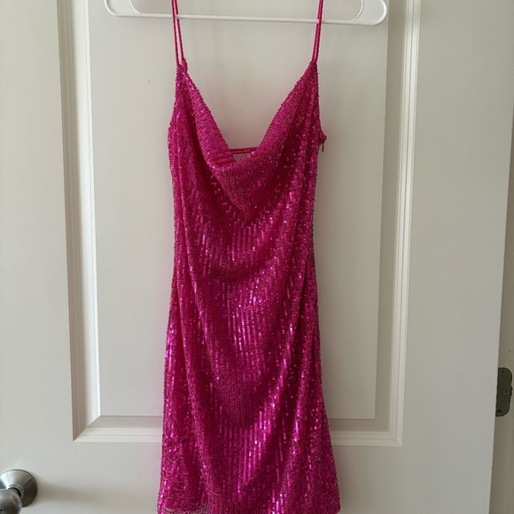 Thatssofetch Pink Sequin Dress - Picture 1 of 4